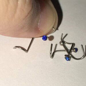 Sapphire Blue 22 Gauge Curved Nose Rings